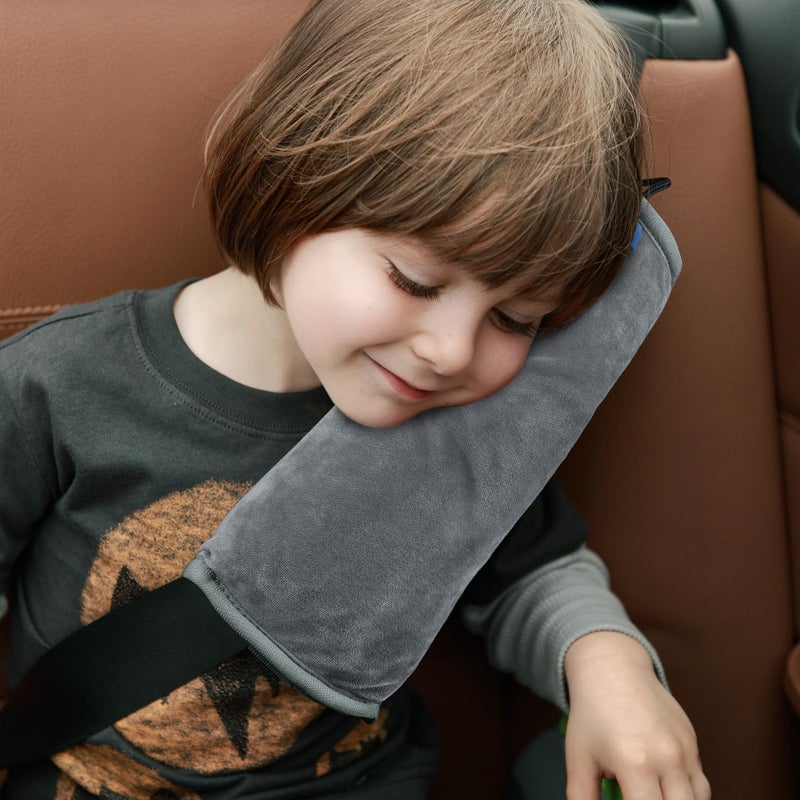 COOLBEBE Seat Belt Pillow for Kids Extra Soft Toddler Travel Pillow for Car Seat Universal Carseat Strap Cushion Pads for Childs Baby People Adults Grey - Image 2