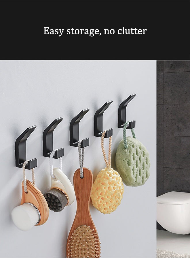 Joybos 5 Pack Coat Hooks Wall Mount - Heavy Duty Hat Hangers, Large Wall Hooks for Mudroom Entryway Bathroom, Decorative Hook Rack for Hanging Purse, Baseball Cap, Key, Backpack, Towel, Robe (Black)  - Image 4