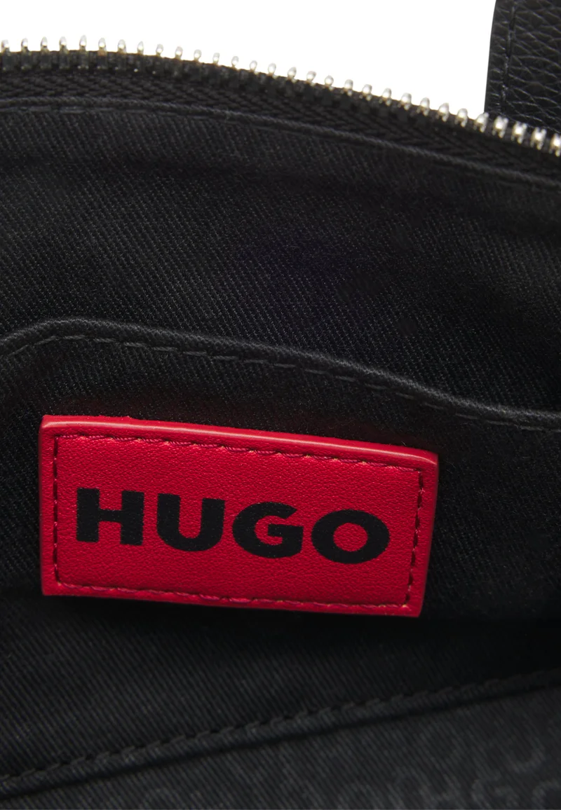 HUGO Black Grained faux-leather shoulder bag with stacked-logo hardware for Women | Best Price UAE