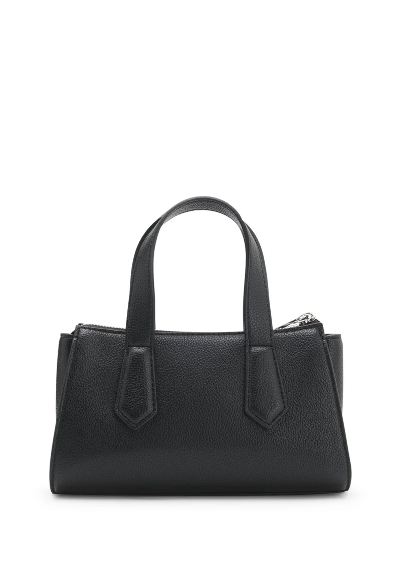 HUGO Black Grained faux-leather shoulder bag with stacked-logo hardware for Women | Best Price UAE