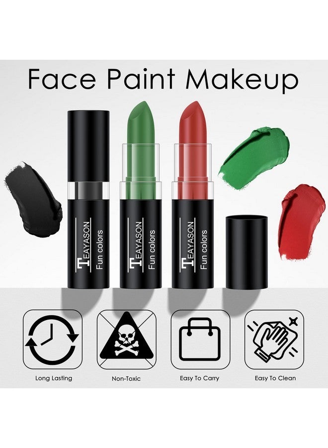 FREEORR 3 Colors Red Black Green Body Paint Sticks, Eye Black Baseball Sticks for Baseball/Football/Halloween/Costume Parties Accessories Vampire/Witch/Clown Makeup Face & Body Paint - Image 3