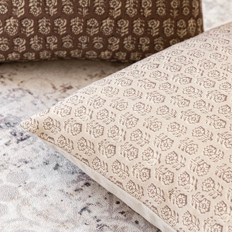 Foindtower Set of 2 Decorative Vintage Floral Print Throw Pillow Covers Neutral Modern Farmhouse Cushion Covers Boho Home Decor for Sofa Couch Chair Bedroom Living Room,20Ã—20 Inch,Ivory Beige - Image 3
