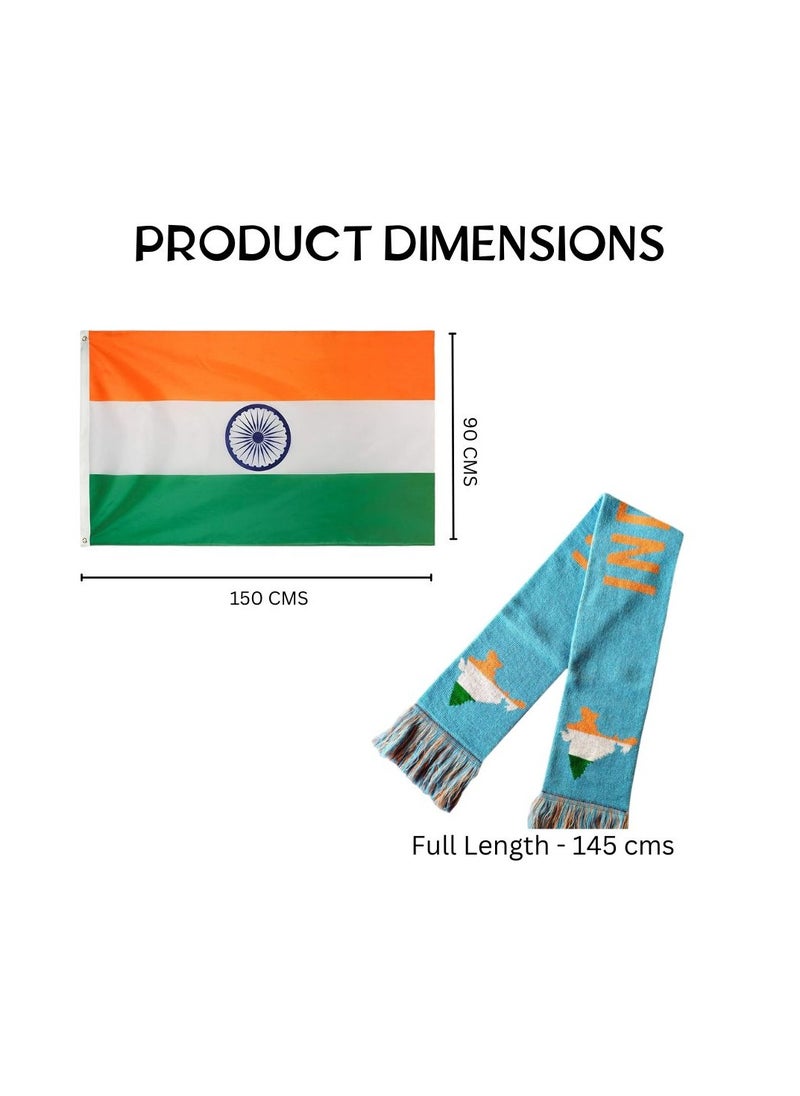 PRINTSHOP4ME - India Scarf,Cap&Flag-Perfect For Sports Fans,Celebrations National Event&Celebration Accessories Show Your Support India - Image 1