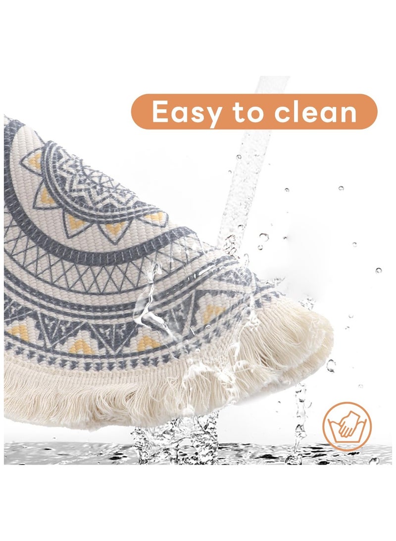 SOLARAE 4Pcs Round Place mats, Table Mats Set, Cotton Place mats, Washable Place mats of Woven, Boho Woven Mandala Tassels Heat Proof Circle Place Table Mats for Dining Wedding Home Decoration (Colorful) - Image 3