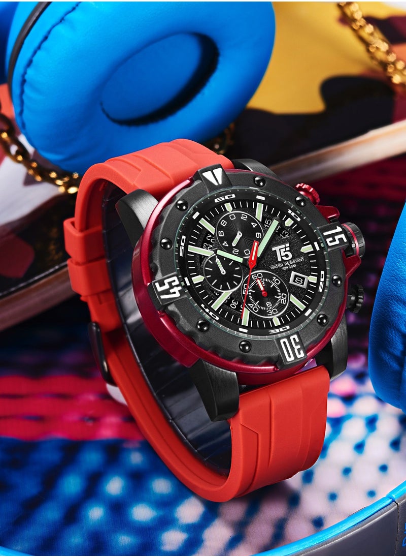 T5 - T5 Men's Chronograph Silicone strap Watch - Image 1