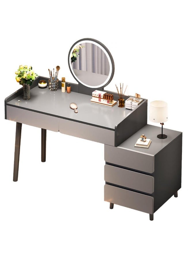 إيونتو طاولة مكياج LED مع مرآة دائرية - إضاءة تعمل باللمس، تخزين وتصميم أنيق لغرفة النوم أو غرفة التجميل - Image 1