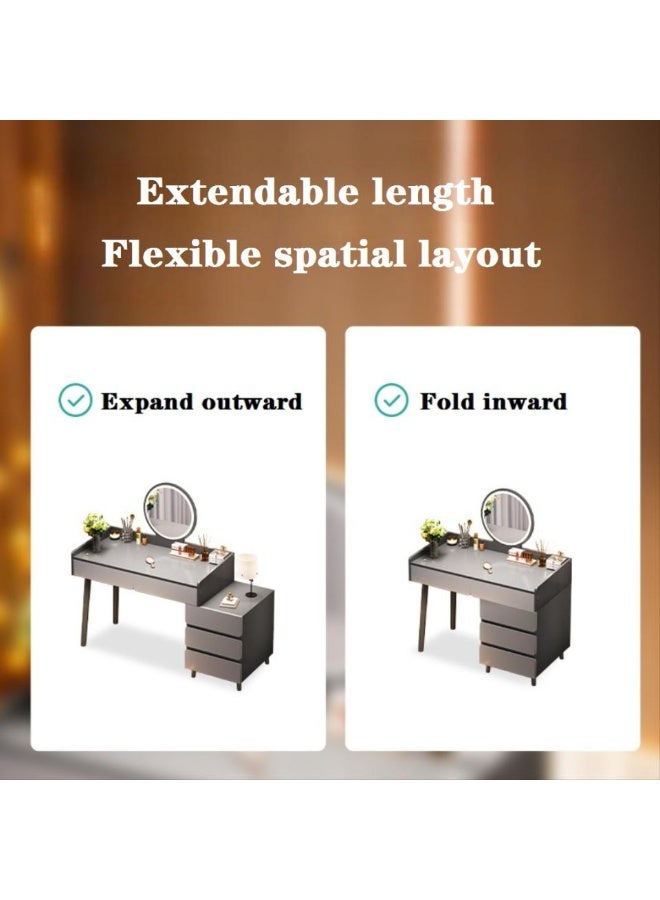 إيونتو طاولة مكياج LED مع مرآة دائرية - إضاءة تعمل باللمس، تخزين وتصميم أنيق لغرفة النوم أو غرفة التجميل - Image 2