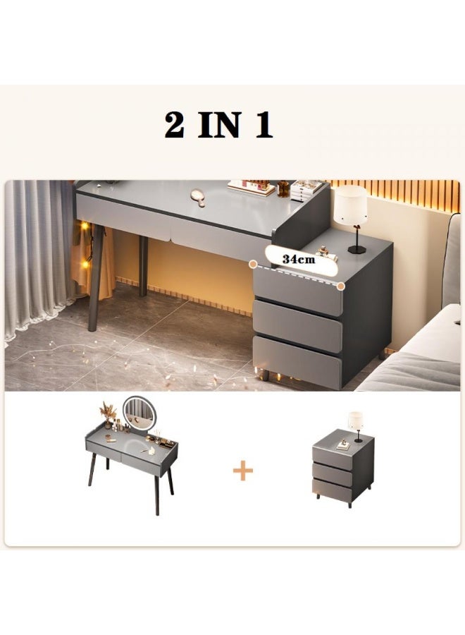 إيونتو طاولة مكياج LED مع مرآة دائرية - إضاءة تعمل باللمس، تخزين وتصميم أنيق لغرفة النوم أو غرفة التجميل - Image 3