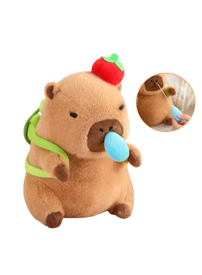 XICEN 12-Inch Capybara Plush Toy,  Soft Stuffed Animal, with Detachable Turtle Backpack &Retractable Nose , Multi-Use Cuddly Pillow & Birthday Gift for Boys Girls Kids - Image 1