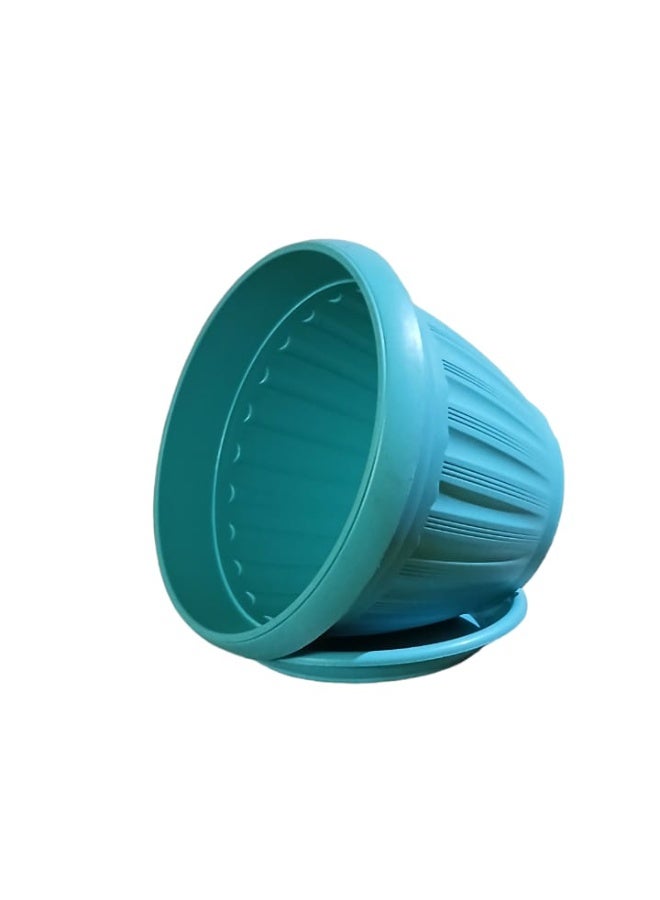 Plastic planting pot set, 2 pieces with 2 watering saucers, durable and resistant for houseplants (Pistachio, 30 cm) - Image 2