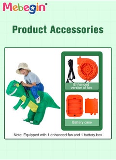 MEBEGIN Riding Dinosaur Inflatable Suit for Kids, Funny Inflatable Costume with Blower and Battery Case, Animal Safari Costume, Adorable Blow up Pretend Toy Costume for Dess up Parties, Festivals and Cosplay Games, Suitable 70-150cm Kids, 4 AA Batteries Required(Not Included)  - Image 2
