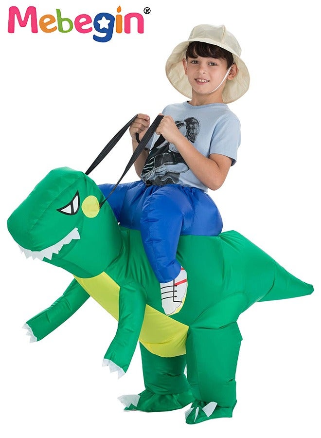 Riding Dinosaur Inflatable Suit for Kids, Funny Inflatable Costume with Blower and Battery Case, Animal Safari Costume, Adorable Blow up Pretend Toy Costume for Dess up Parties, Festivals and Cosplay Games, Suitable 70-150cm Kids, 4 AA Batteries Required(Not Included)
