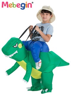 MEBEGIN Riding Dinosaur Inflatable Suit for Kids, Funny Inflatable Costume with Blower and Battery Case, Animal Safari Costume, Adorable Blow up Pretend Toy Costume for Dess up Parties, Festivals and Cosplay Games, Suitable 70-150cm Kids, 4 AA Batteries Required(Not Included)  - Image 1