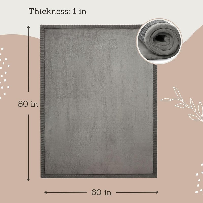 Hakuna Matte Premium Baby Playmat for Floor 60 x 80 Dark Gray  Cloudsoft Coral Velvet Memory Foam Rug for Crawling  NonSlip WaterResistant NonToxic EasyCare Muscle Mat  Thick Play Mat for Baby - Image 2