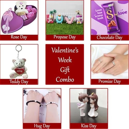 Saugat Traders Valentine Week Gift Combo for Girlfriend, Boyfriend - Pack of 7 Days Valentine Gift Hamper with Carry Bag - Image 2