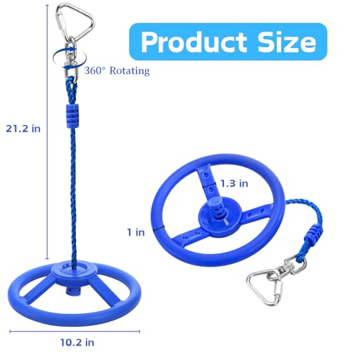 ZENFUN Wheel Obstacle 360 Degrees Rotating Joint Swing Monkey Wheel for Warrior Obstacle Course Spinner Swing Wheels for OutdoorIndoor Playhouse Playground Accessories AttachmentsBlue - Image 5