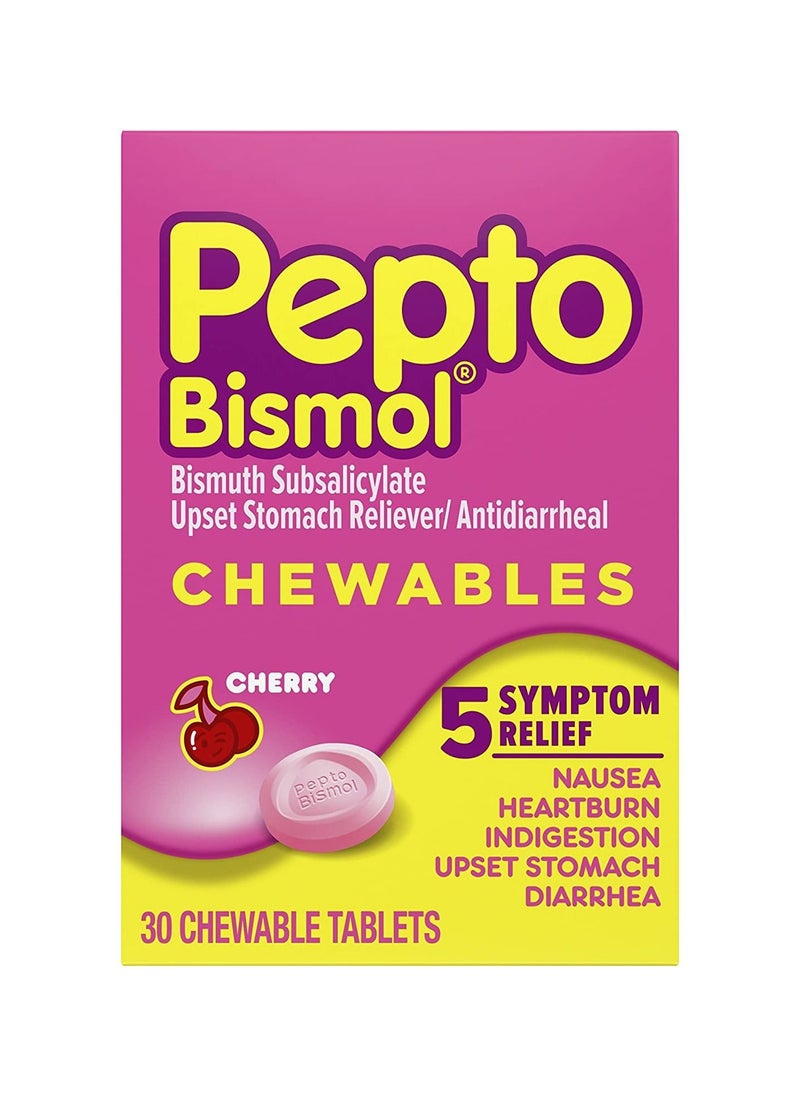 Pepto Bismol - Pepto Bismol Upset Stomach Reliever Chewable Tablets 30 Count Cherry - Image 1