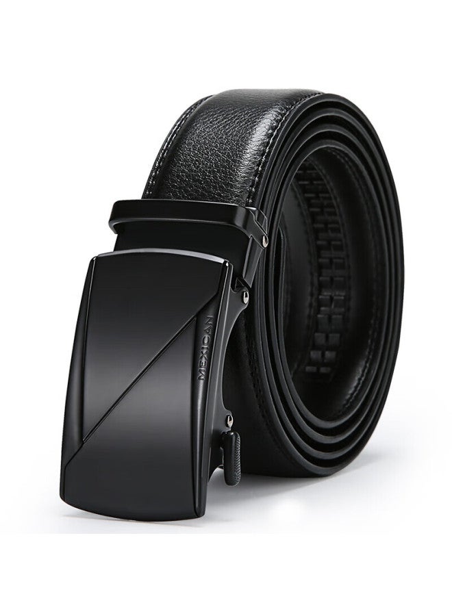Scarecrow Men's Leather Belt With Automatic Buckle, Genuine Cowhide Business Waistband, Casual Trendy Trouser Belt, Qixi Valentine's Day Gift For Boyfriend - Image 3