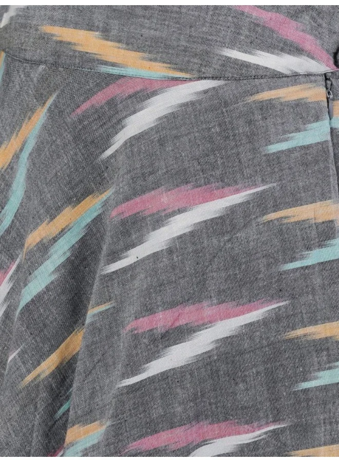 AKS Grey Ikat Design Lehenga Choli With Tie & Dye Dupatta