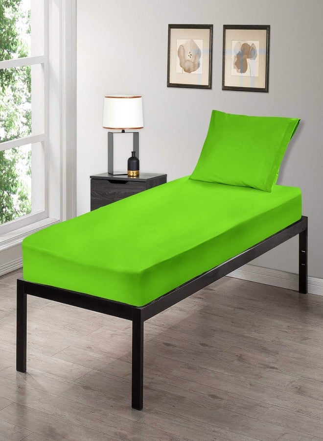 Gilbins 30" x 75" Cot Size 2-Piece Bed Sheet Set, Made of Ultra Soft Cotton, Perfect for Camp Bunk Beds/RVs/Guest Beds Neon Green - Image 1