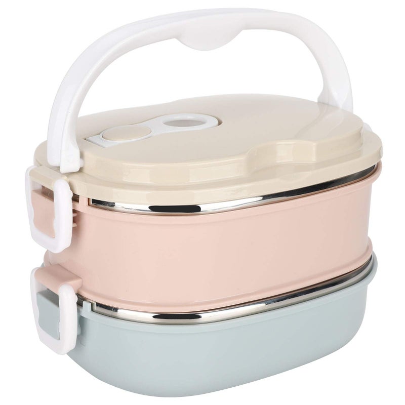 Niiyen 2 Layers Lunch Box 1800ml Food Lunch Containers Portable Stackable 304 Stainless Steel Adult Bento Lunch Box Food Storage Box for School Office Outdoor Travel
