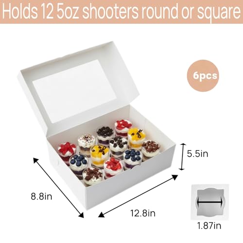 JRWTY Dessert Shooter Boxes, 6-Pack, Holds 12 Count 5 oz Dessert Shooters, Food-Grade Carrier Containers - Image 2