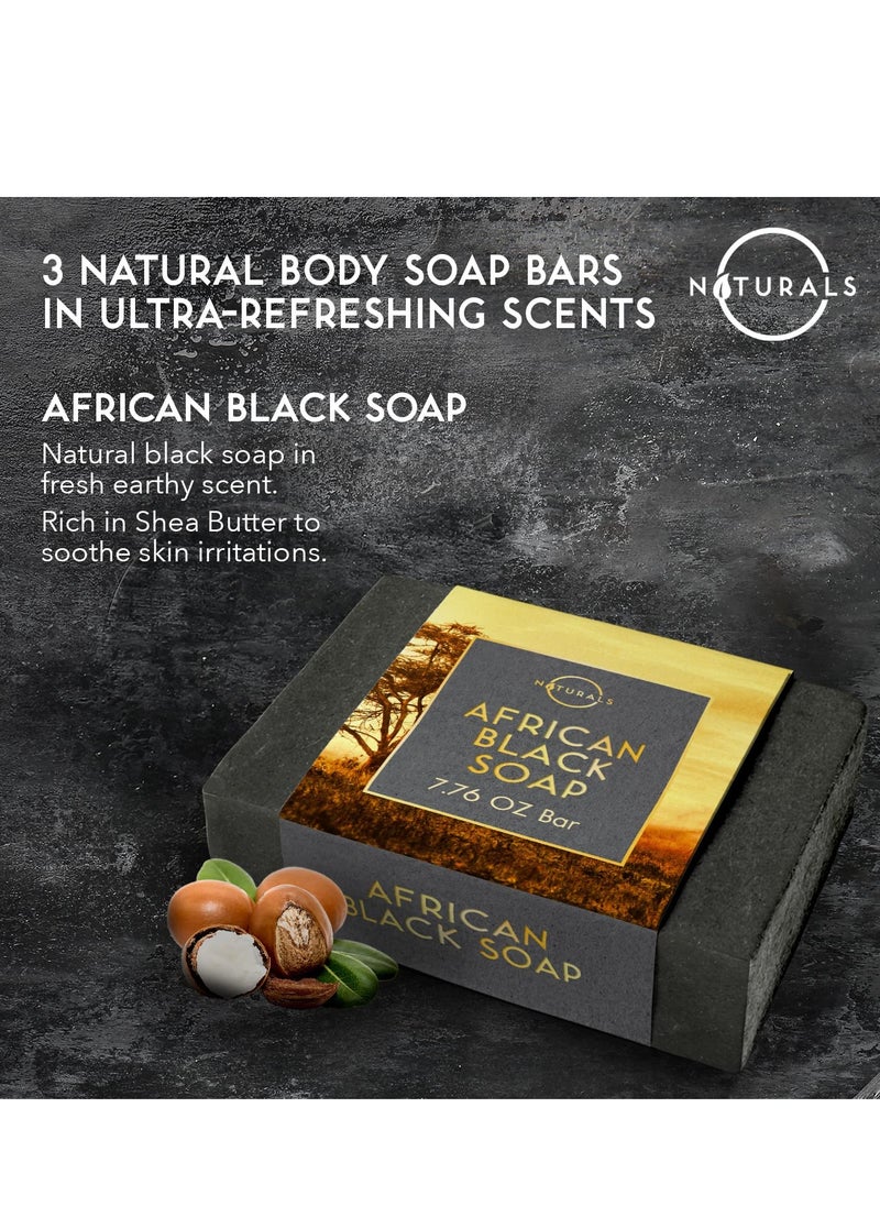 O Naturals O Naturals Bar Soap for Men - 3-Pcs Mens Soap Bar - Natural Soap - Mens Soap - Body Men Soap Bars - Natural Soap for Men - Organic Men's Soap Bars - Exfoliating Bar Soap - African Black,Cedarwood,Mint  - Image 2