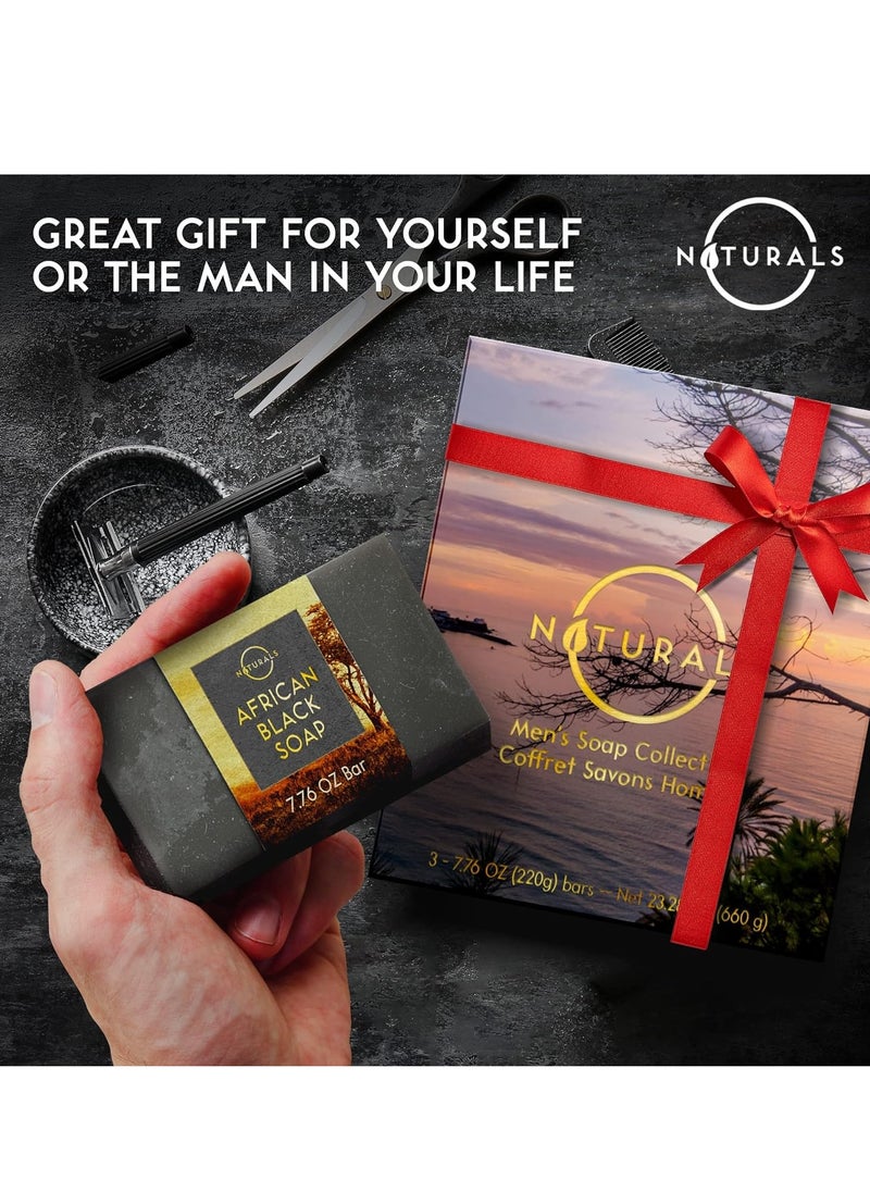 O Naturals O Naturals Bar Soap for Men - 3-Pcs Mens Soap Bar - Natural Soap - Mens Soap - Body Men Soap Bars - Natural Soap for Men - Organic Men's Soap Bars - Exfoliating Bar Soap - African Black,Cedarwood,Mint  - Image 3