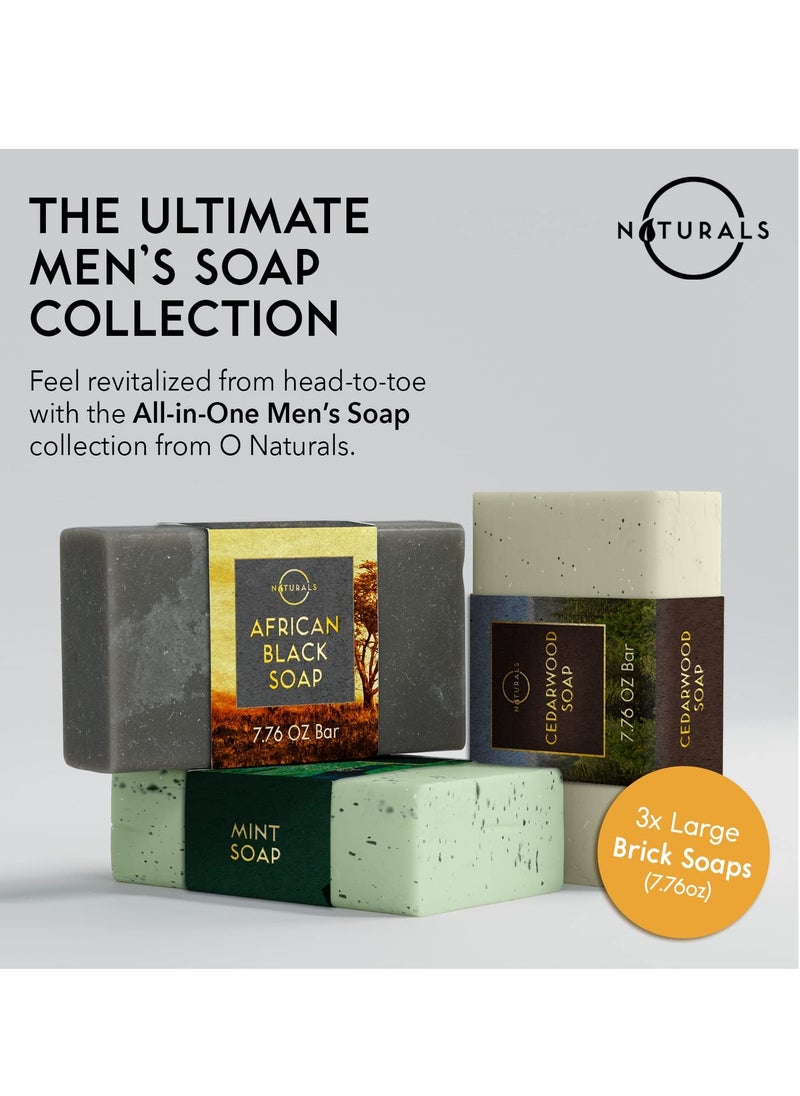 O Naturals O Naturals Bar Soap for Men - 3-Pcs Mens Soap Bar - Natural Soap - Mens Soap - Body Men Soap Bars - Natural Soap for Men - Organic Men's Soap Bars - Exfoliating Bar Soap - African Black,Cedarwood,Mint  - Image 4