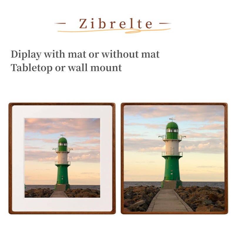 Zibrelte Natural 8x8 Picture Frames Wood with 6x6 Mat Square Wall Photo Frames 8 x 8 Made of Solid Walnut Wood for Tabletop Gallery Wall Hanging - Image 3
