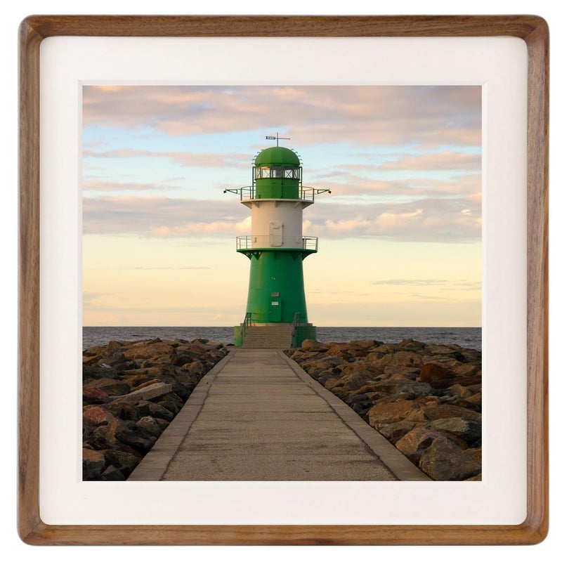 Zibrelte Natural 8x8 Picture Frames Wood with 6x6 Mat Square Wall Photo Frames 8 x 8 Made of Solid Walnut Wood for Tabletop Gallery Wall Hanging - Image 1