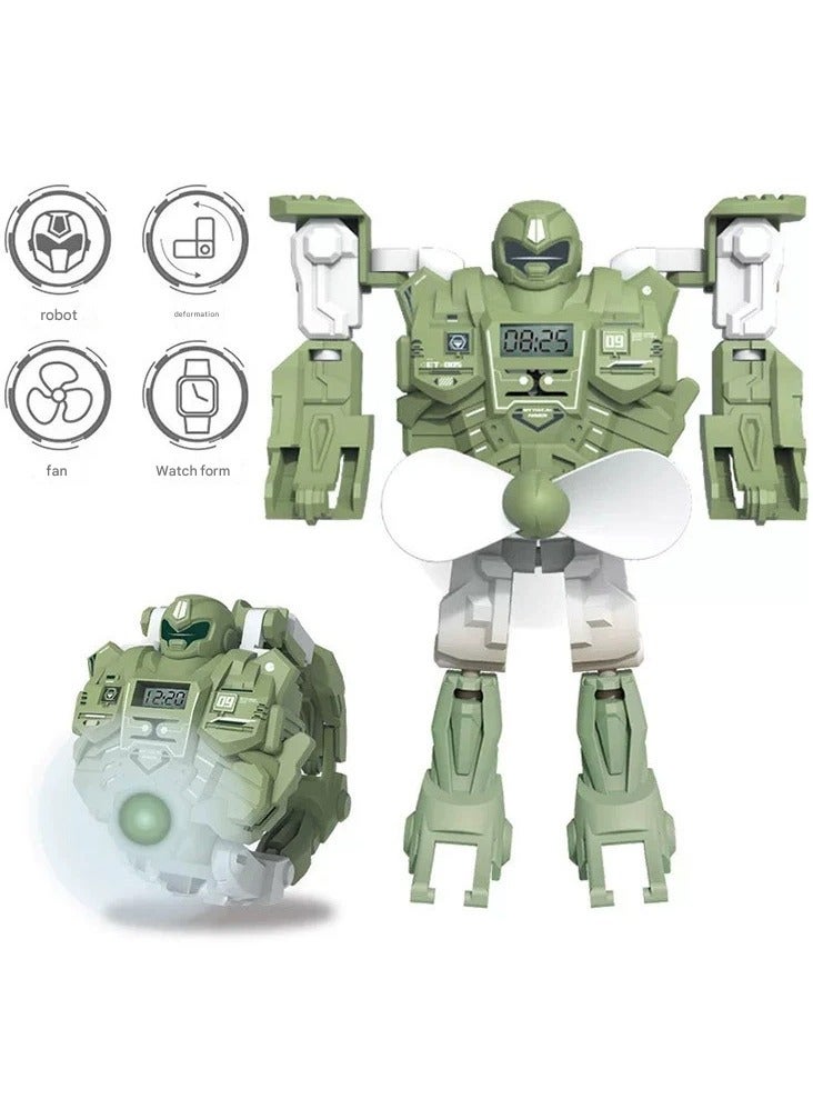 Goolsky 2-in-1 Kids Transforming Fan Watch Toy – Foldable Robot + USB Rechargeable Fan Wristwatch  - Image 1