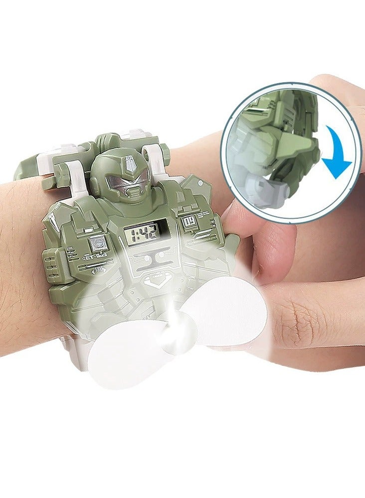Goolsky 2-in-1 Kids Transforming Fan Watch Toy – Foldable Robot + USB Rechargeable Fan Wristwatch  - Image 4