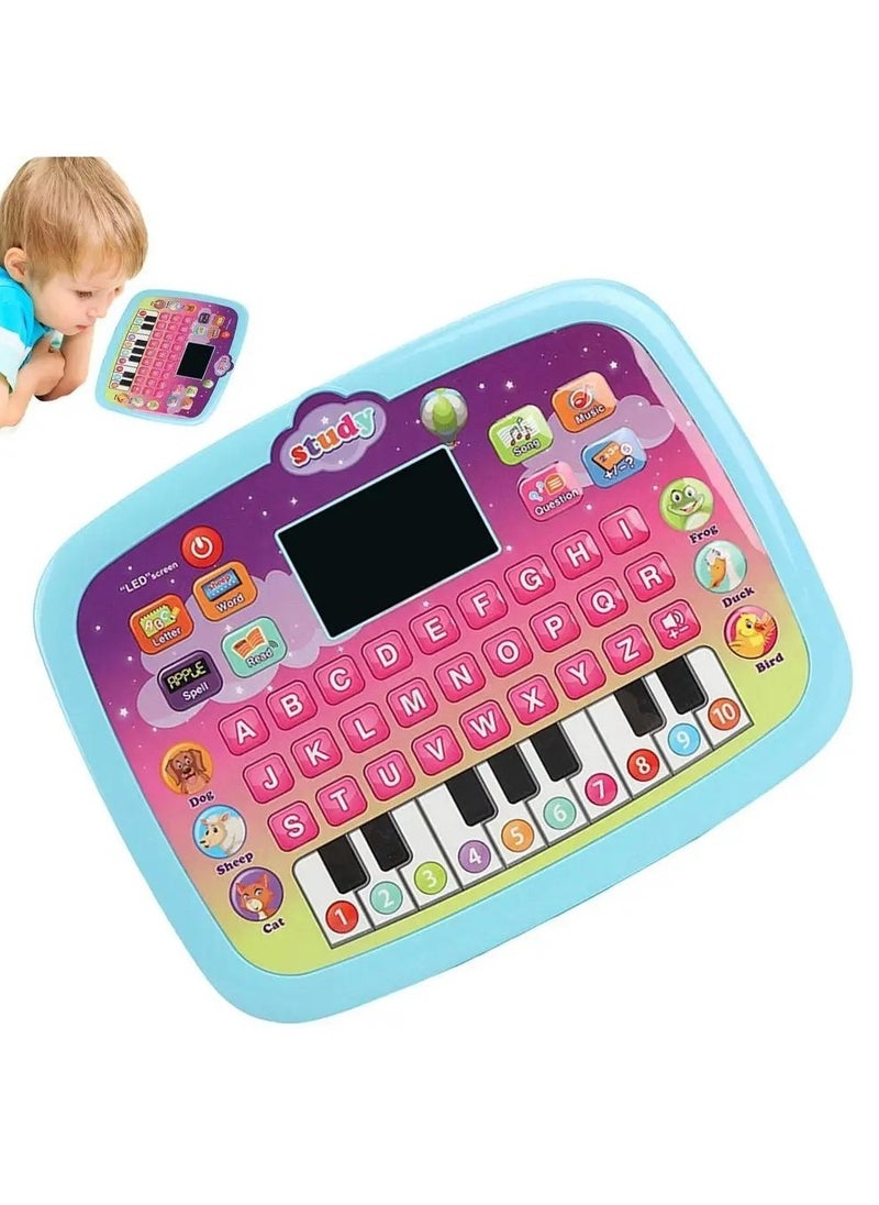 Generic - Kids Tablet, Toddler Learning Pad with LED Screen, Alphabet/Numbers/Word/Music/Math Early Education Interactive Electronic Toy for 3 Years+ Boys & Girls (Blue) - Image 1