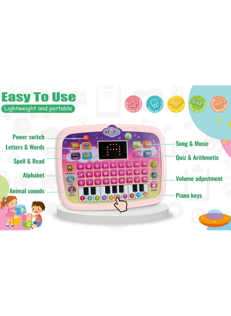 Generic - Kids Tablet, Toddler Learning Pad with LED Screen, Alphabet/Numbers/Word/Music/Math Early Education Interactive Electronic Toy for 3 Years+ Boys & Girls (Blue) - Image 1