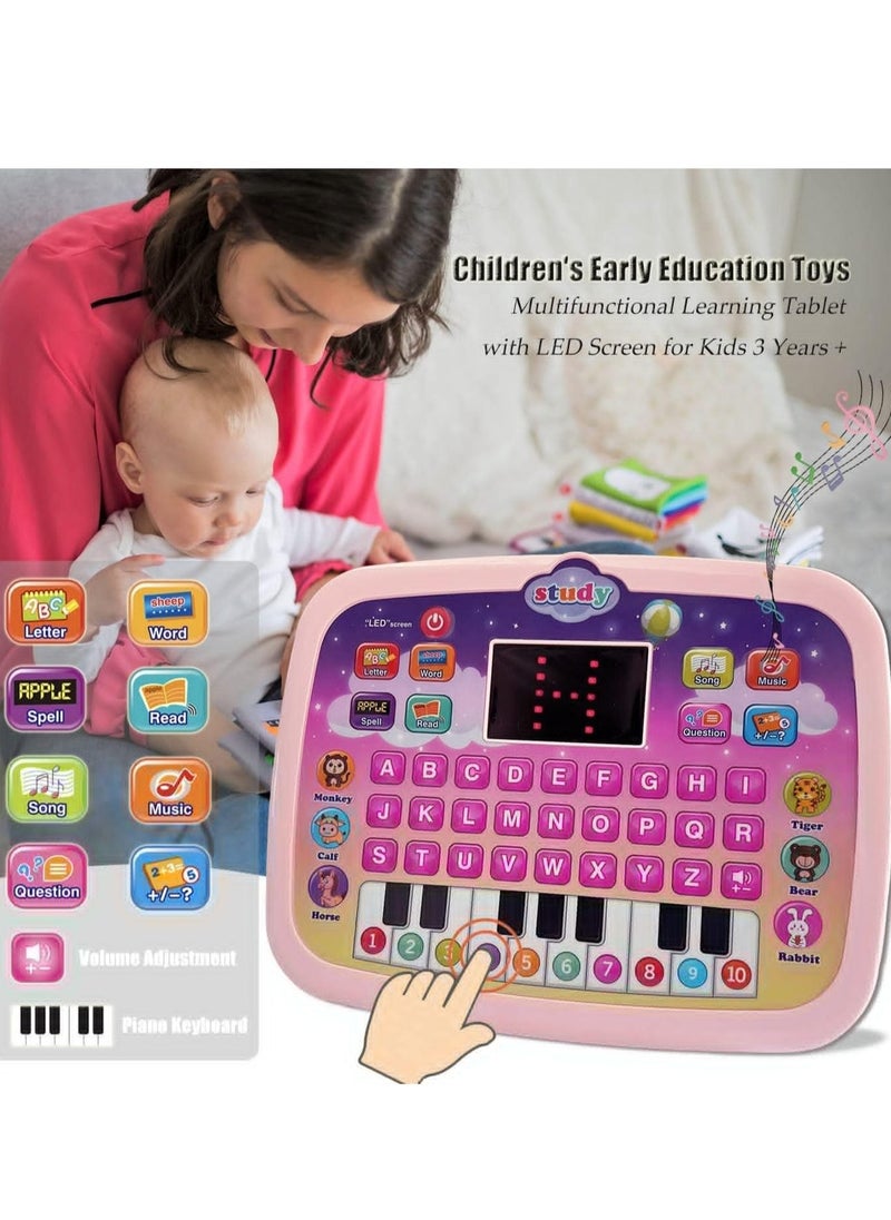 Generic - Kids Tablet, Toddler Learning Pad with LED Screen, Alphabet/Numbers/Word/Music/Math Early Education Interactive Electronic Toy for 3 Years+ Boys & Girls (Blue) - Image 1