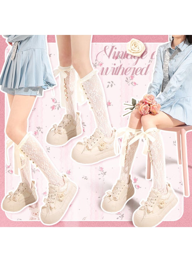Ttkj Women's White Shoes Latest Summer Breathable Canvas Sneakers With Rose Embroidery Thick Sole Sports Shoes - Image 4