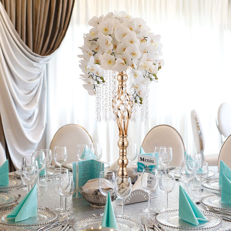 Amylove 6 Pcs Wedding Centerpieces Tall Vases - 21.7 Inch Gold Crystal Geometric Flower Stand, Elegant Table Decor for Wedding Reception, Party, Banquet, Hotel Decorations (21.7 Inch,Crystal) - Image 5