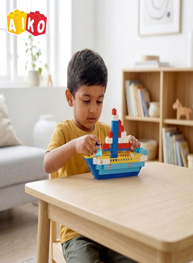 AIKO Build-a-Boat Blocks Set | Multi-Color ABS Plastic Construction Toy | STEM Learning & Creativity for Kids 4+ | Build Series Blocks Set - Image 2