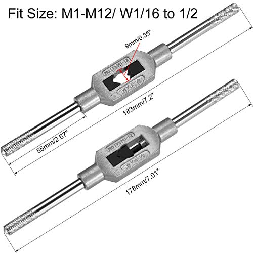 uxcell Adjustable Tap Wrench Handle for Metric M1M12 W11612 Taps Thread Tap Holder Reamer Hand Tapping Tool for Machinist Repair Medium Carbon Steel Handle with Nickel Plated - Image 3