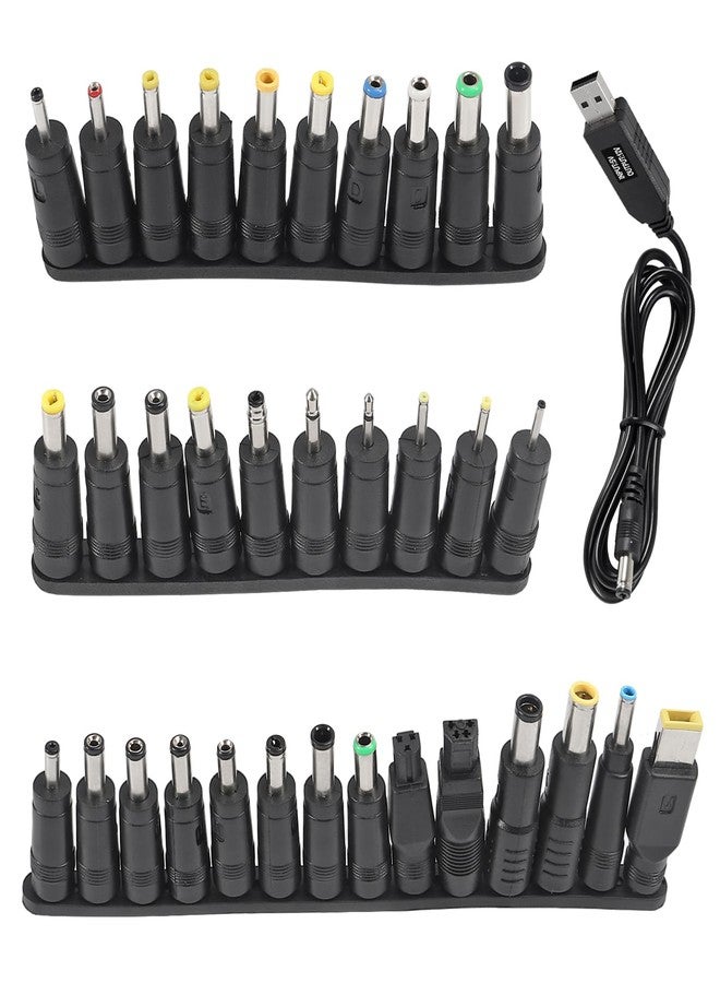 AiTrip 34pcs Universal Laptop Notebook Input DC Plug Set Jack Tips with DC 5V to 12V Step-up Cord WiFi to Powerbank Cable Connector USB Cable Boost Converter for Laptop, Router, Speaker, Monitor, Mini Fan - Image 1