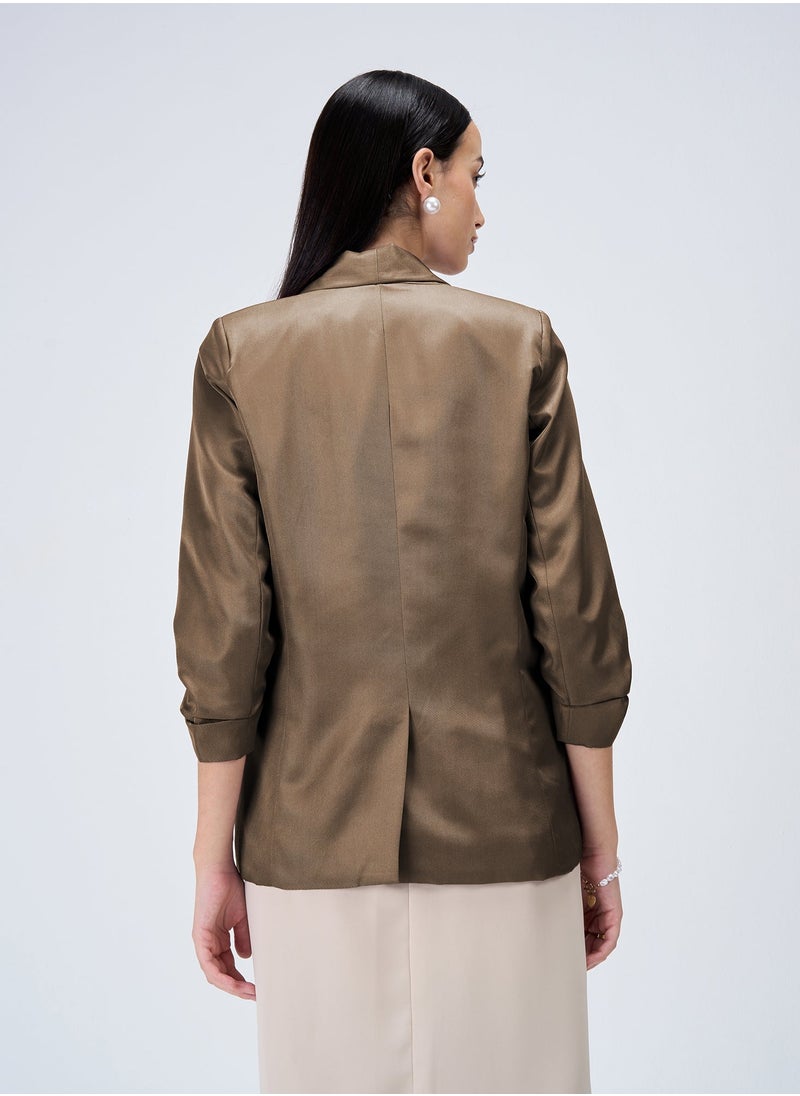Salt Attire Women's Elegant Umber Green Blazer - Tailored Fit, Premium Polyester Jacket for Office, Events, and Versatile Style  - Image 4