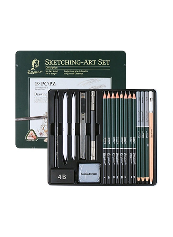 19 Pcs Professional Sketch Pen Set, Charcoal Pencil With Eraser, Durable White Charcoal Pencil, Pencil Extender, Suitable For Sketching Drawing Coloring Practice - Image 1