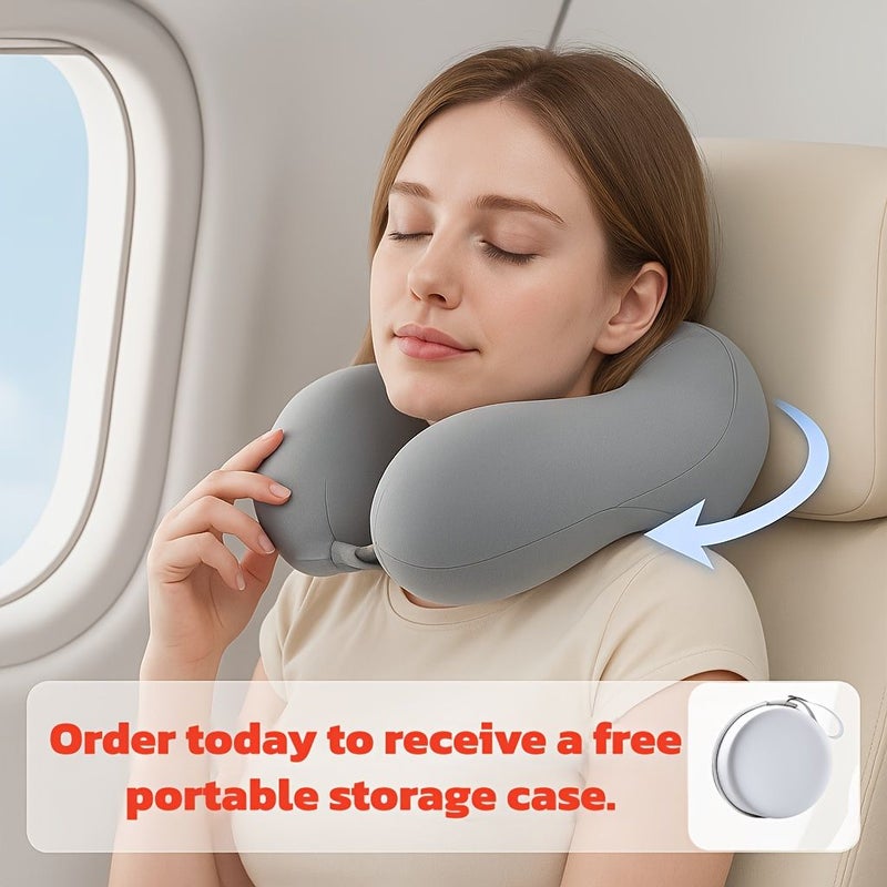Noble Black Ergonomic Travel Neck Pillow Quiet Portable Support for Home Car Flight - Image 1