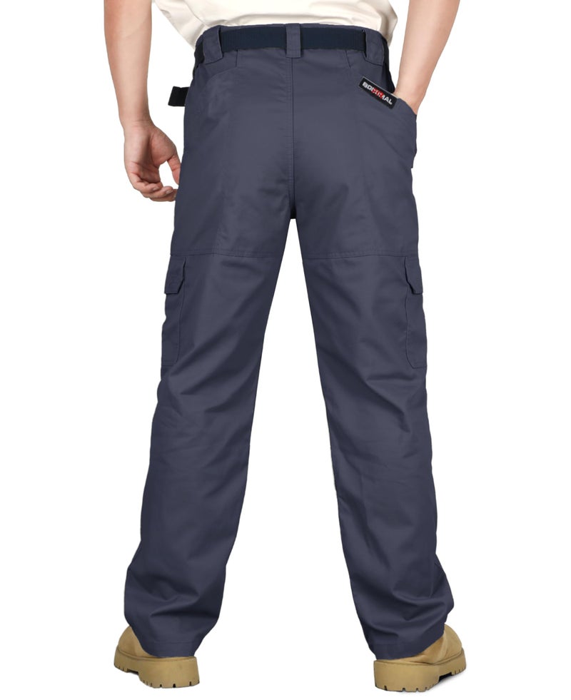 BOCOMAL Men's FR Cargo Pants Fire Resistant Pants Midweight 7.5oz 100% Cotton Gray Elastic Waist Pants - Image 4