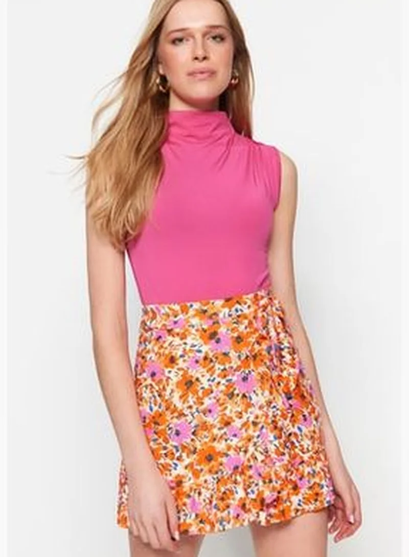 trendyol Fuchsia Turtleneck Sleeveless Flexible Smart Knitted Body with Snap Button TWOAW22BD0006
