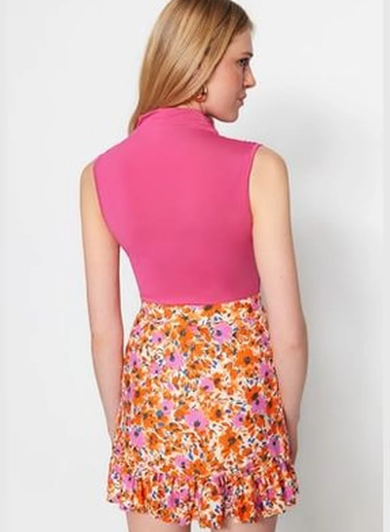 trendyol Fuchsia Turtleneck Sleeveless Flexible Smart Knitted Body with Snap Button TWOAW22BD0006