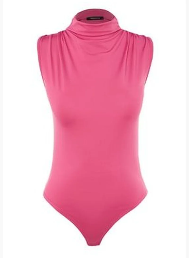 trendyol Fuchsia Turtleneck Sleeveless Flexible Smart Knitted Body with Snap Button TWOAW22BD0006