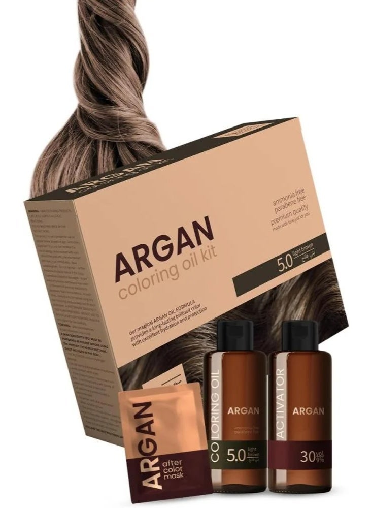 Argan Coloring Oil Kit Light Brown 5.0 75Ml - Image 1