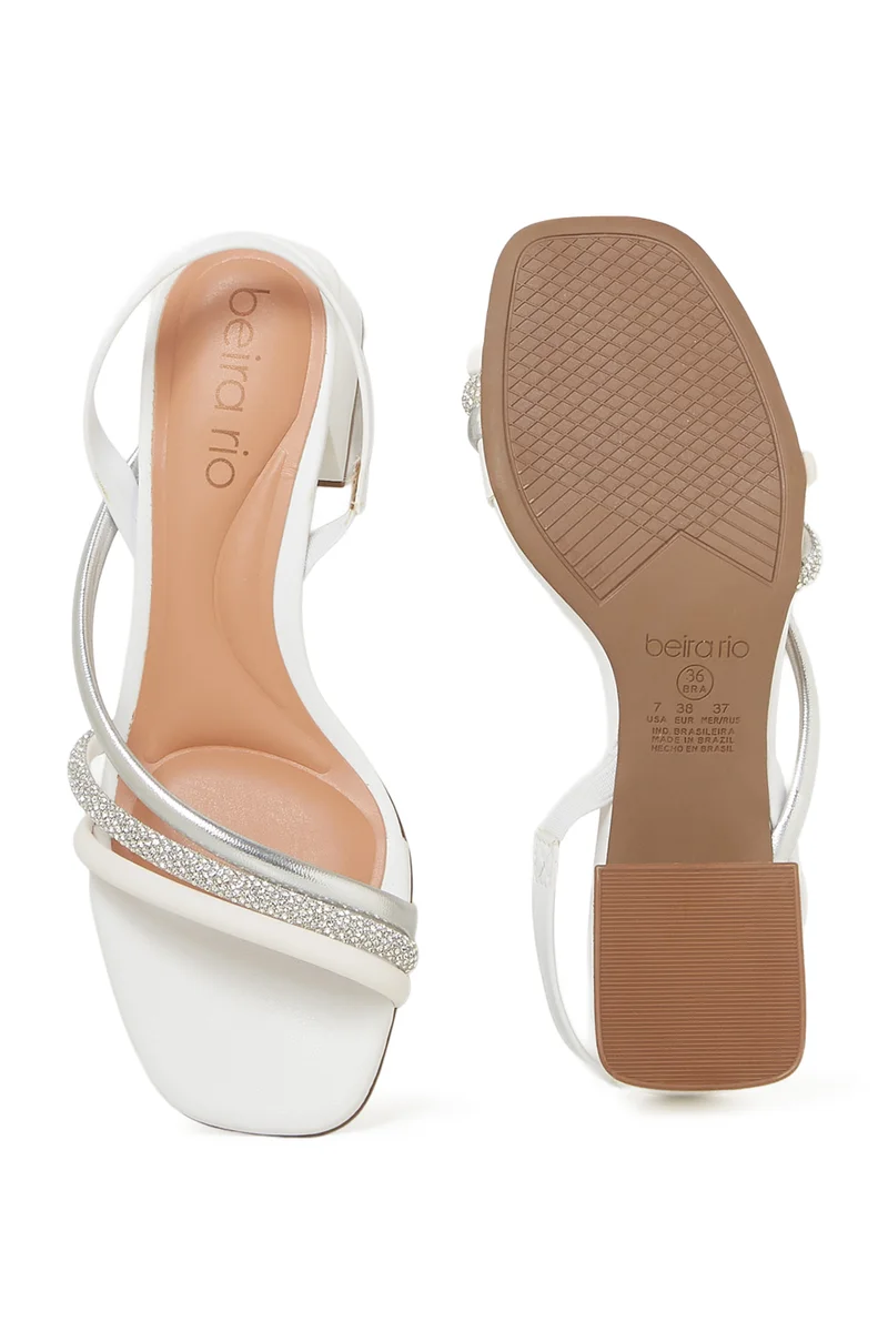 Beira Rio  BEIRA RIO LADIES Mid Heel Sandals in White | Comfortable Everyday Footwear for Women | Best Price UAE